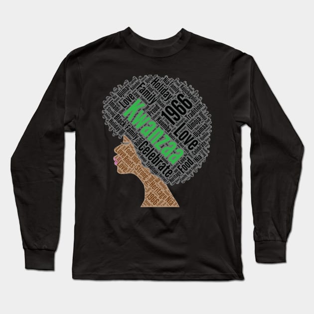 Kwanzaa Natural Hair Afro Long Sleeve T-Shirt by blackartmattersshop